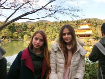 金閣寺 右:2015年4月留学YEVHENIIA
